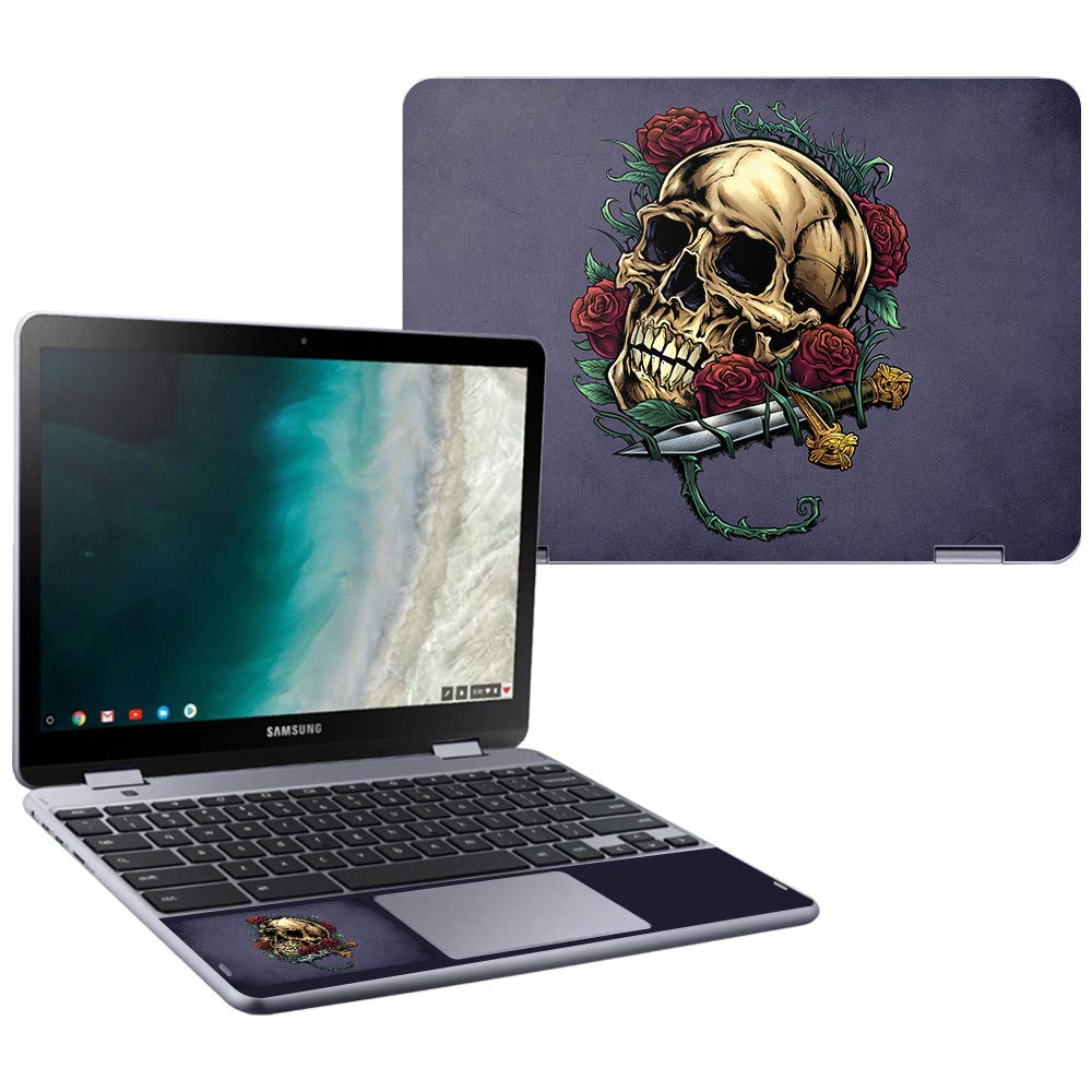 MightySkins Skin Compatible with Samsung Chromebook Plus LTE (2018) - Skull and Dagger | Protective, Durable, and Unique Vinyl wrap Cover | Easy to Apply, Remove, and Change Styles | Made in The USA